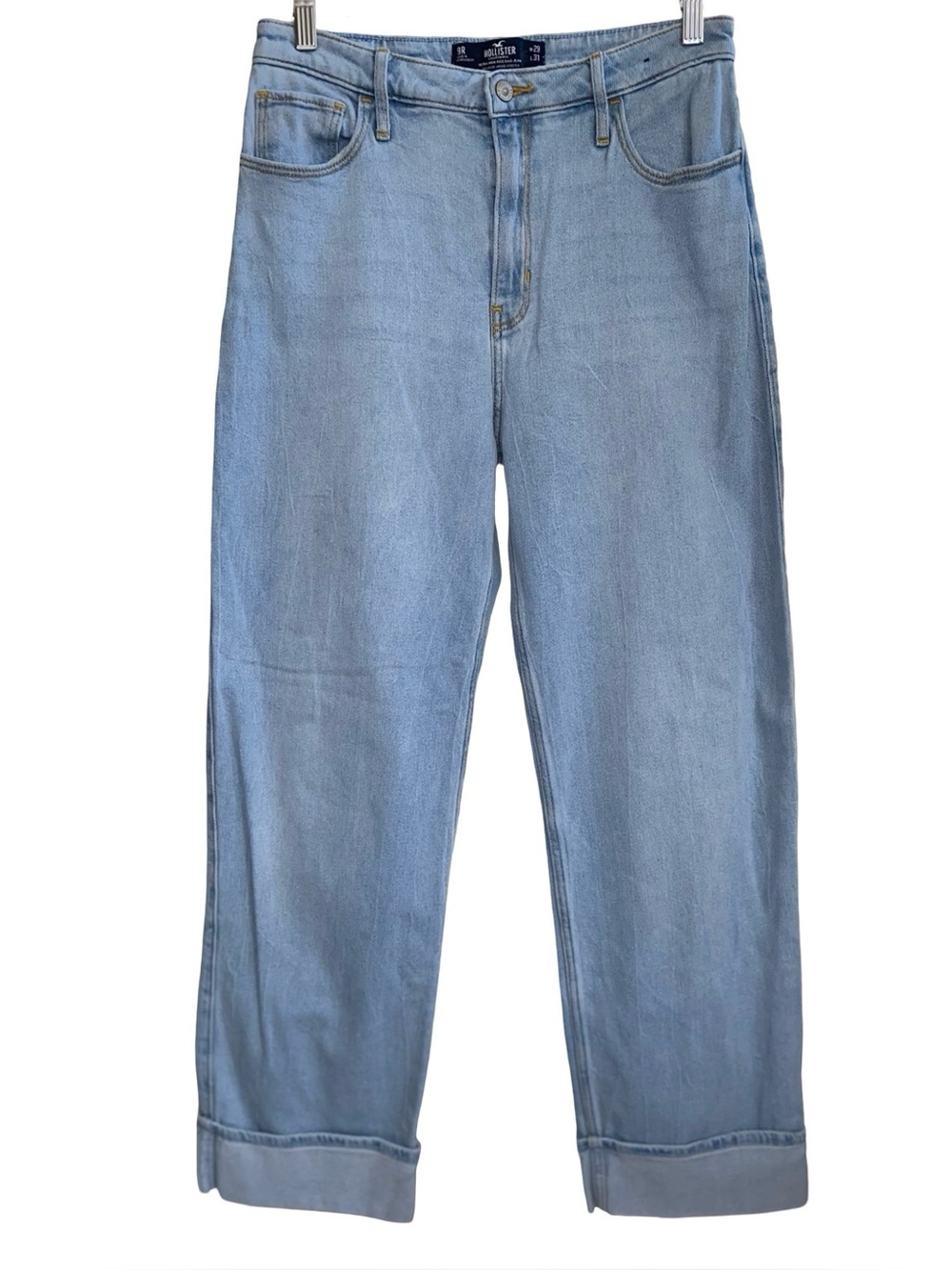 Hollister Light Wash Ultra High Rise Cuffed Dad Jeans Size 9R W29